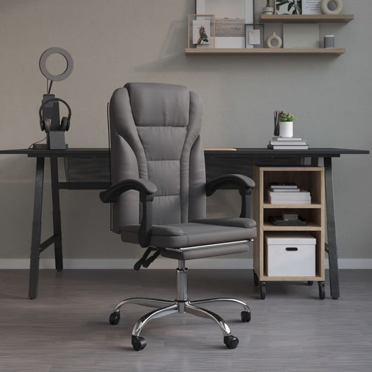 HKH Silla de Oficina Reclinable de Polipiel - Gris