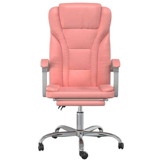 HKH Cadeira de Escritório Reclinável em Couro Artificial - Rosa
