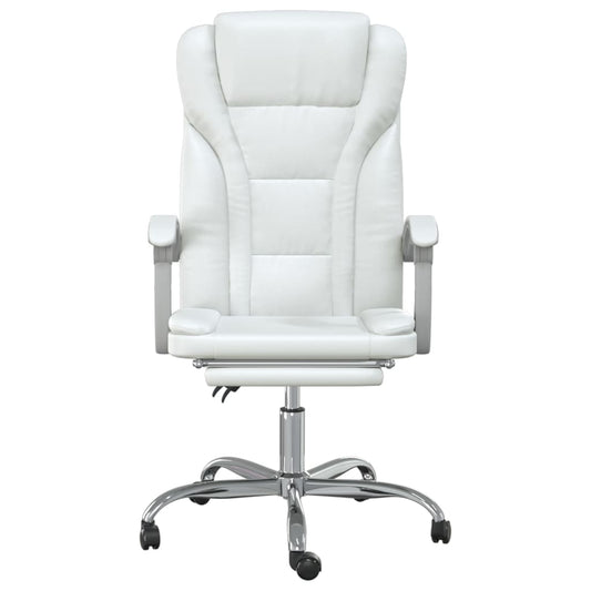 HKH Cadeira de Escritório Reclinável em Couro Artificial - Branco