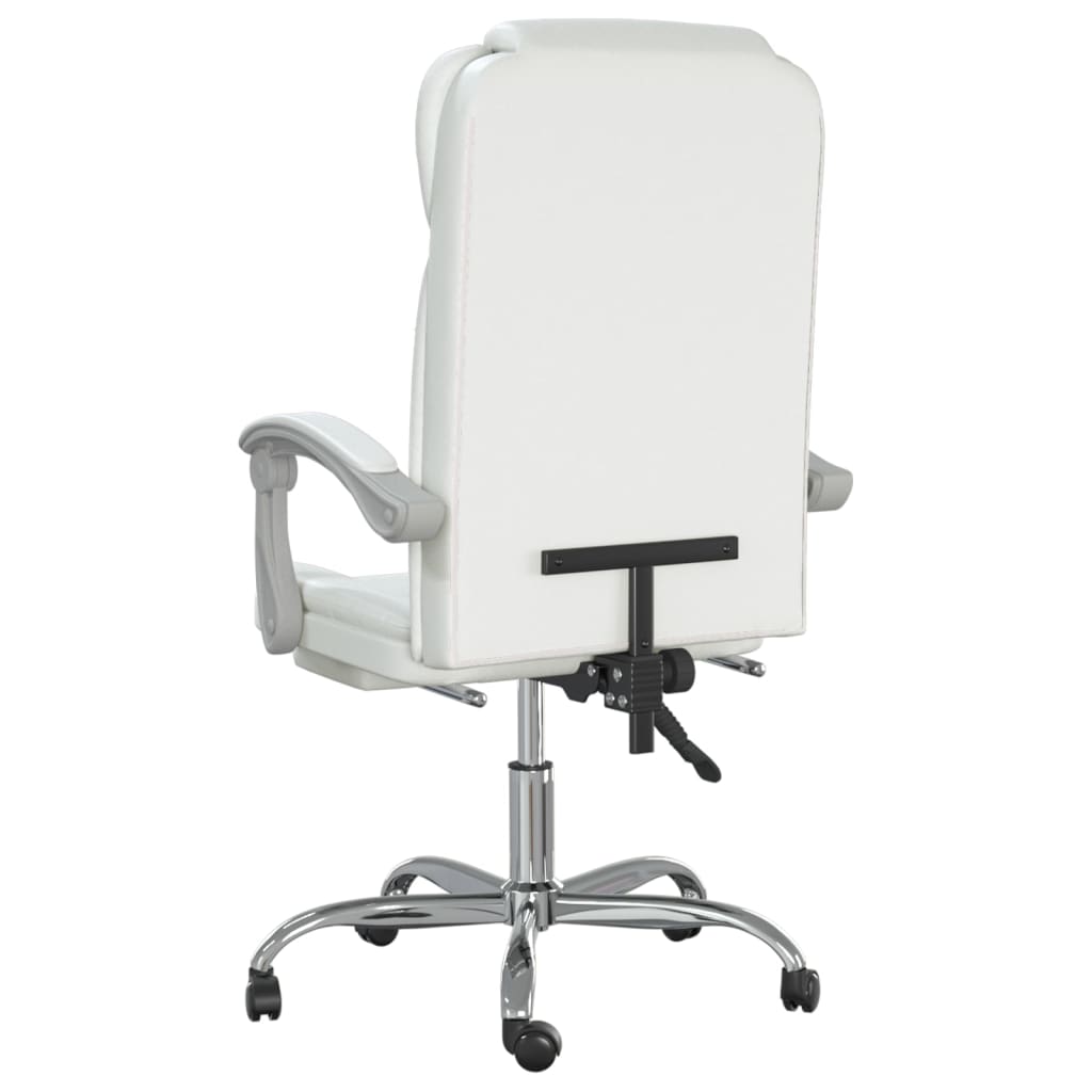 HKH Cadeira de Escritório Reclinável em Couro Artificial - Branco
