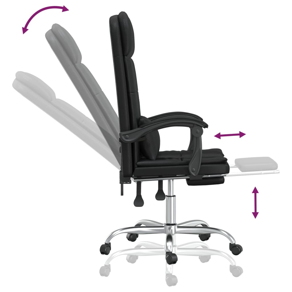 HKH Silla de Oficina de Masajes Reclinable en Cuero Artificial - Negro