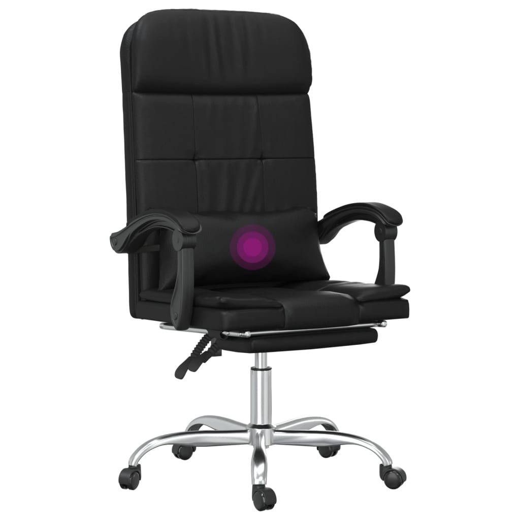 HKH Silla de Oficina de Masajes Reclinable en Cuero Artificial - Negro