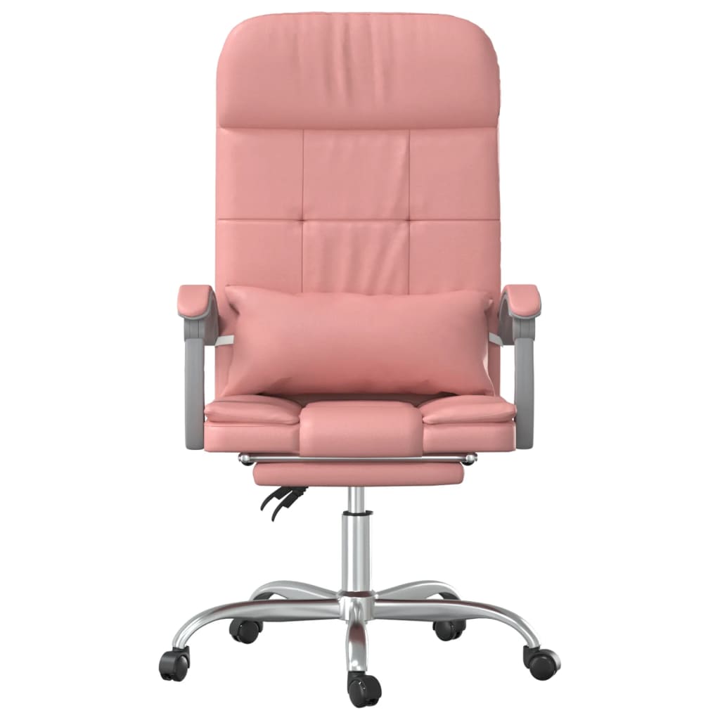 HKH Cadeira Escritório Massagens Reclinável em Couro Artificial - Rosa