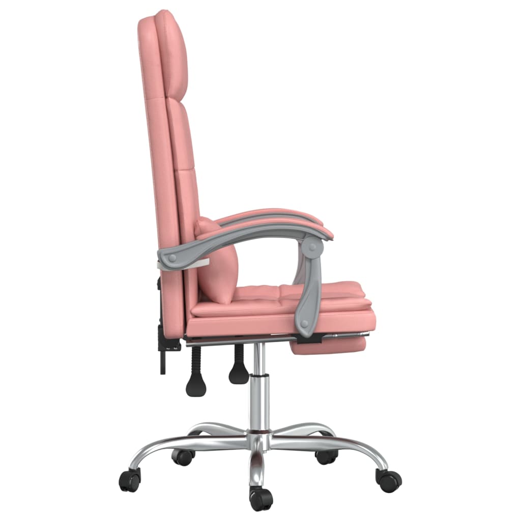 HKH Cadeira Escritório Massagens Reclinável em Couro Artificial - Rosa