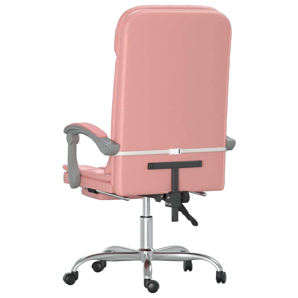 HKH Cadeira Escritório Massagens Reclinável em Couro Artificial - Rosa