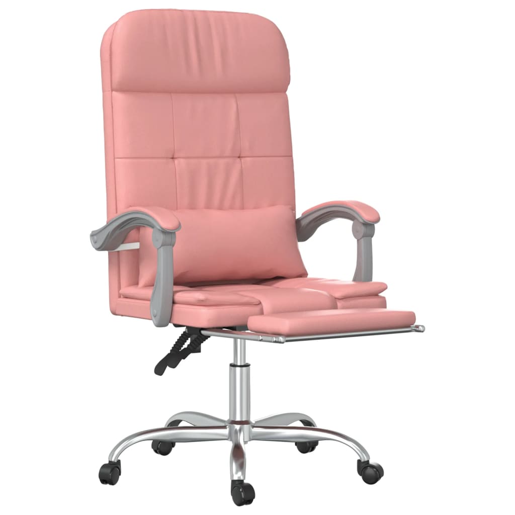 HKH Cadeira Escritório Massagens Reclinável em Couro Artificial - Rosa