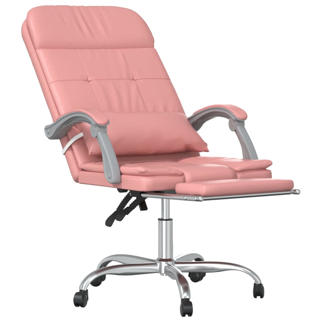 HKH Cadeira Escritório Massagens Reclinável em Couro Artificial - Rosa