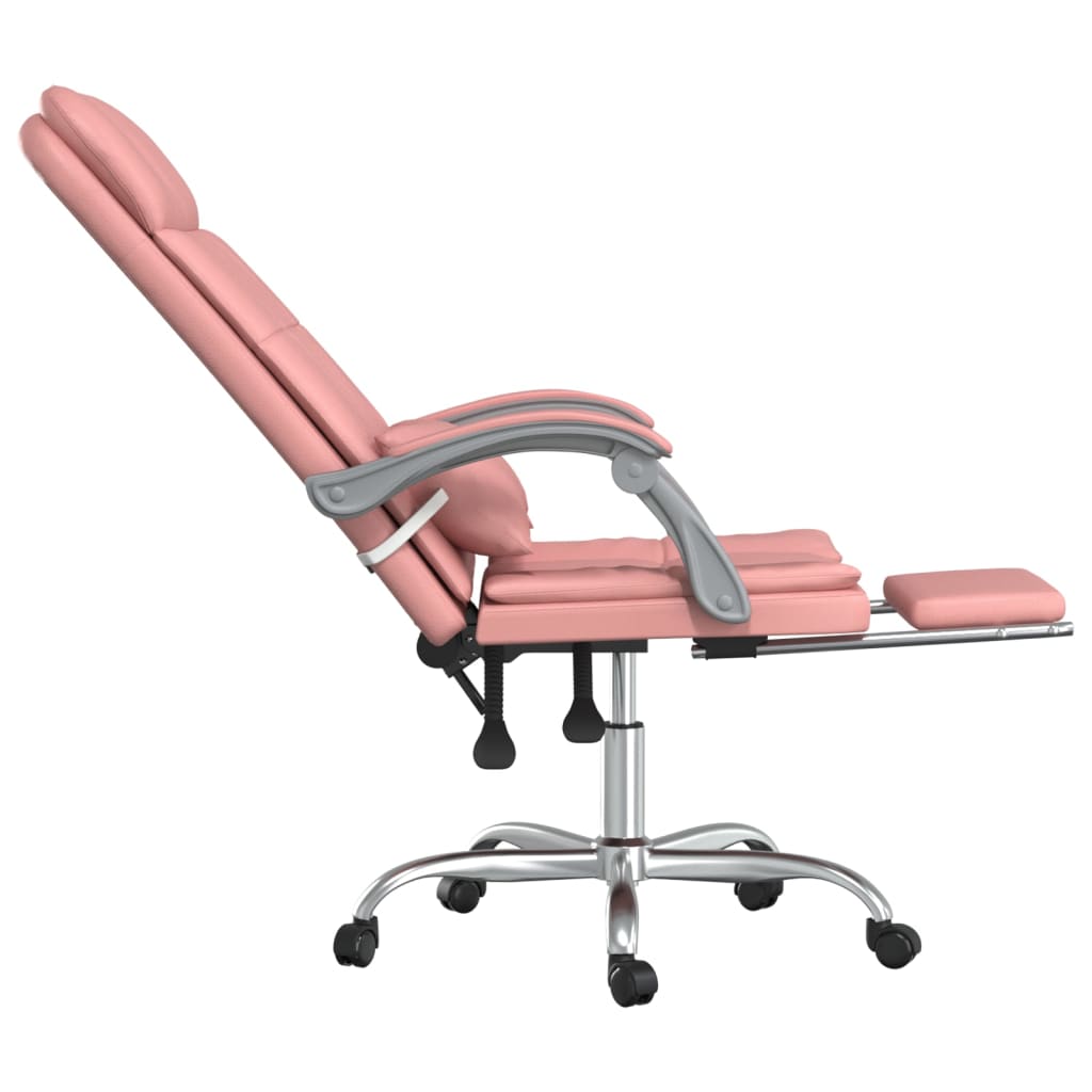 HKH Cadeira Escritório Massagens Reclinável em Couro Artificial - Rosa