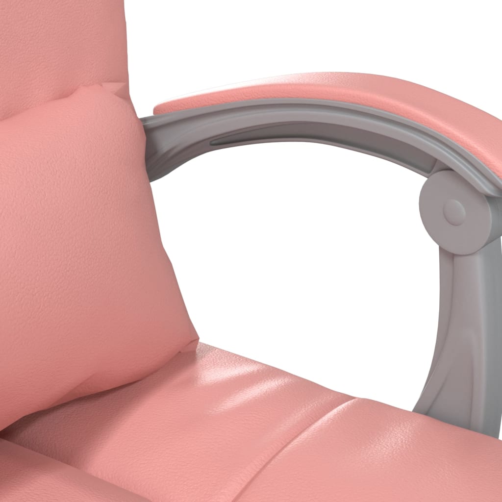 HKH Cadeira Escritório Massagens Reclinável em Couro Artificial - Rosa