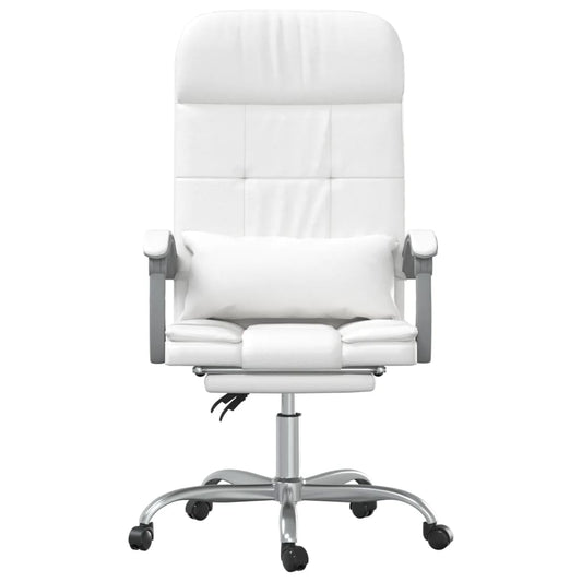 HKH Cadeira Escritório Massagens Reclinável em Couro Artificial - Branco