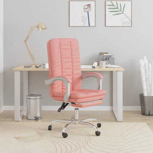 HKH Cadeira de Escritório Reclinável em Couro Artificial - Rosa