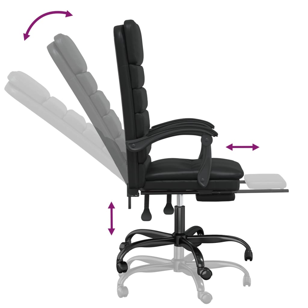 HKH Silla de Oficina de Masajes Reclinable en Cuero Artificial - Negro