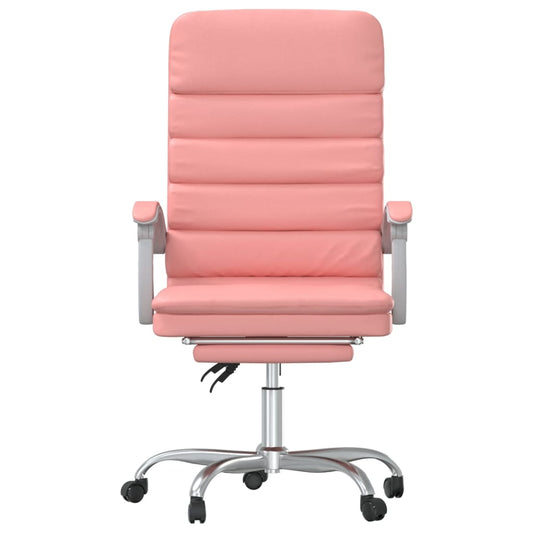 HKH Cadeira Escritório Massagens Reclinável em Couro Artificial - Rosa