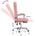 HKH Cadeira Escritório Massagens Reclinável em Couro Artificial - Rosa