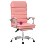 HKH Cadeira Escritório Massagens Reclinável em Couro Artificial - Rosa