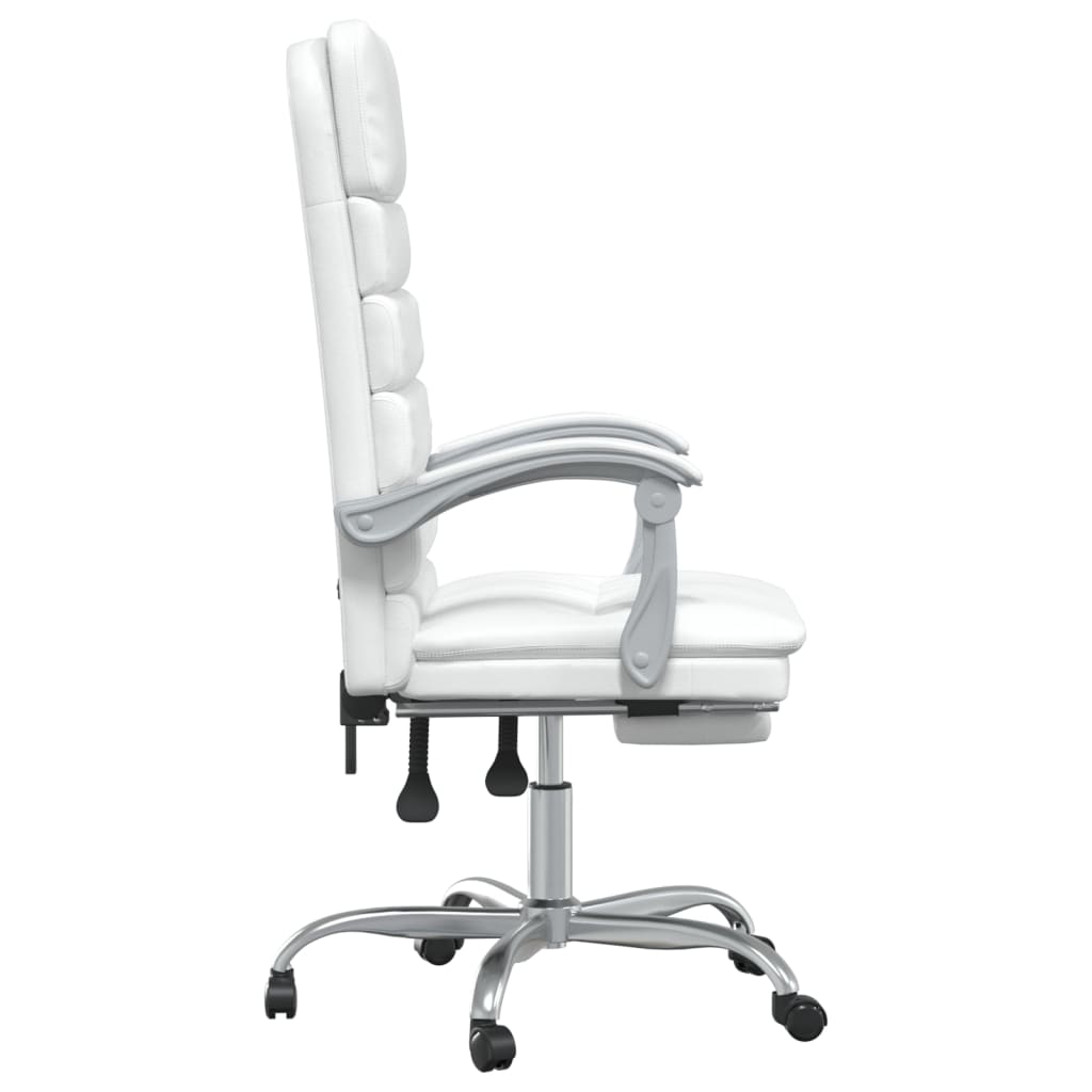 HKH Cadeira Escritório Massagens Reclinável em Couro Artificial - Branco
