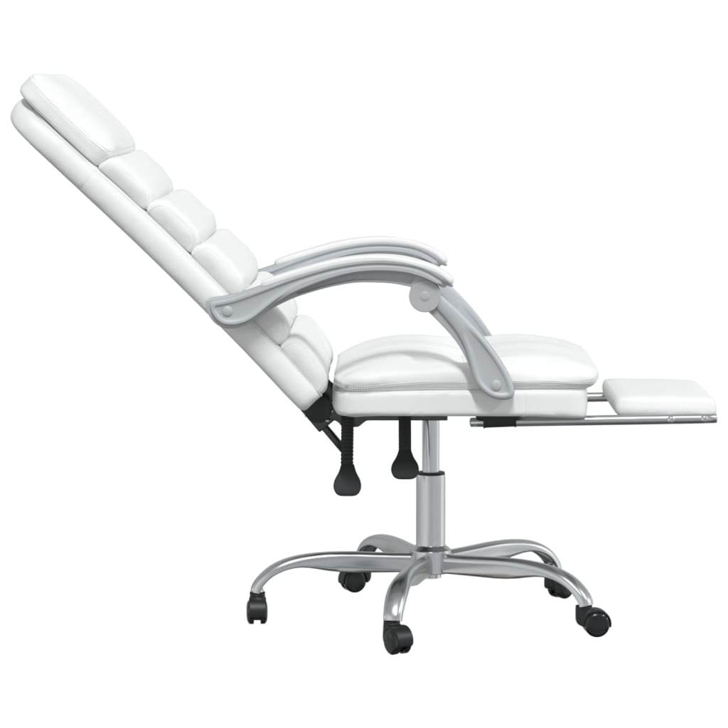 HKH Cadeira Escritório Massagens Reclinável em Couro Artificial - Branco