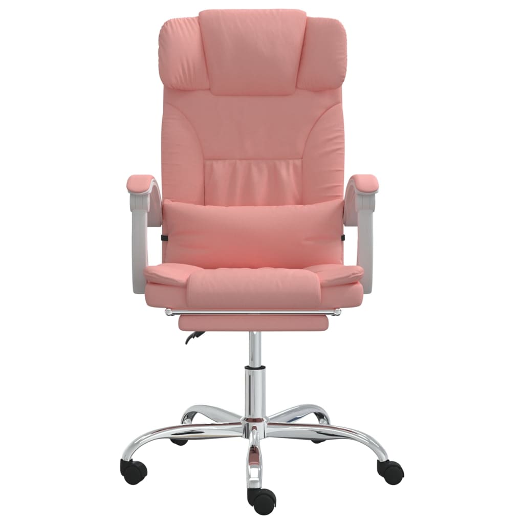 HKH Cadeira de Escritório Reclinável em Couro Artificial - Rosa