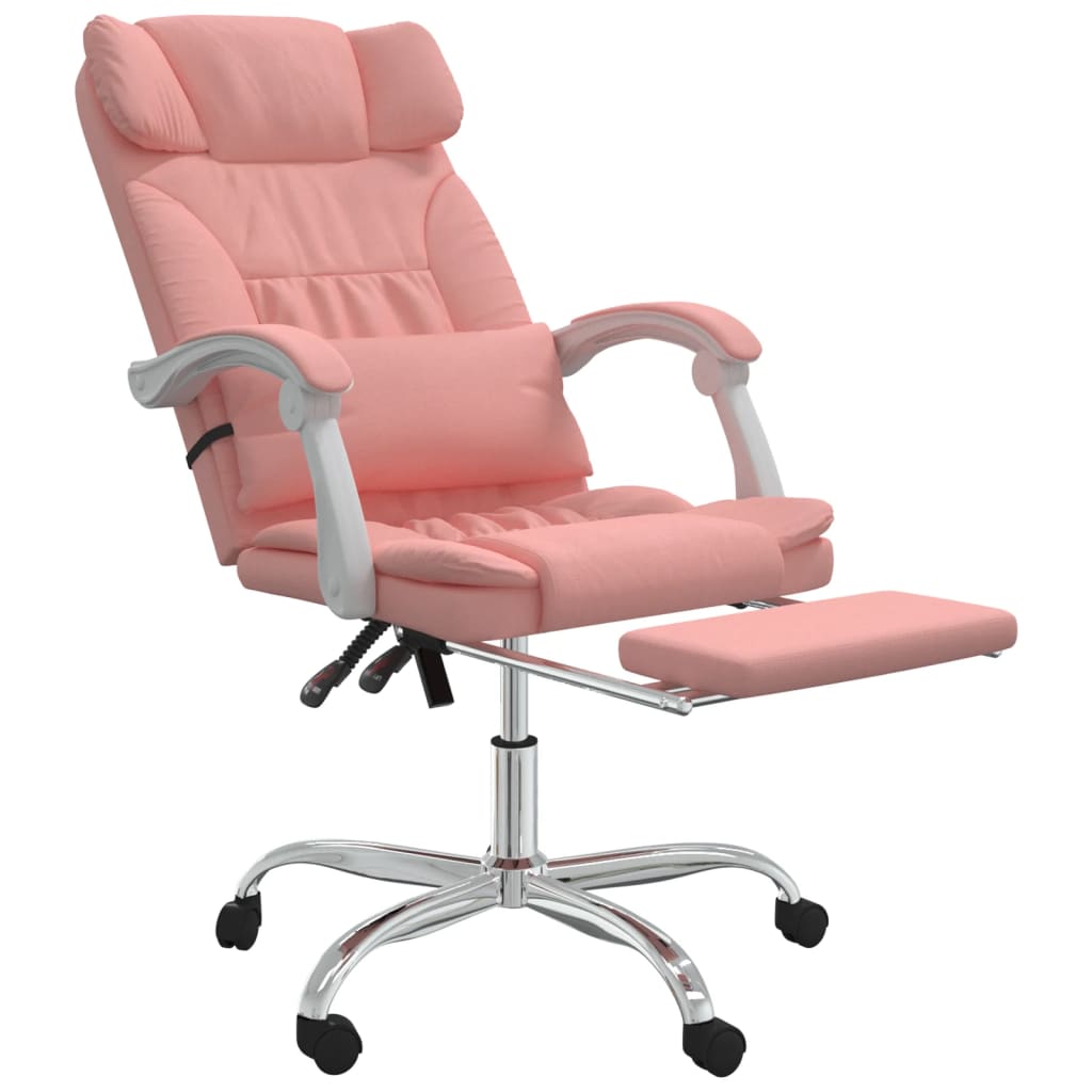 HKH Cadeira de Escritório Reclinável em Couro Artificial - Rosa