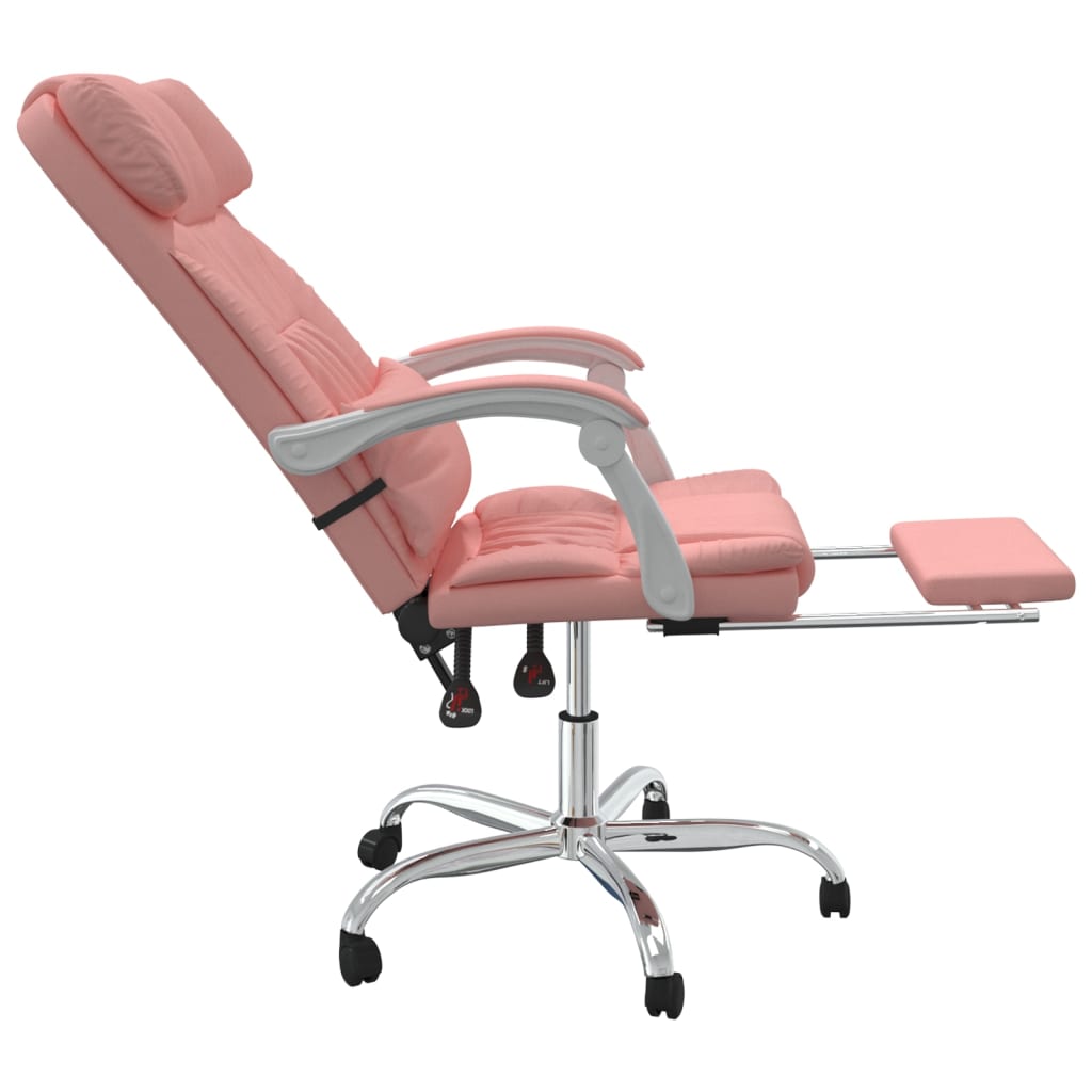 HKH Cadeira de Escritório Reclinável em Couro Artificial - Rosa