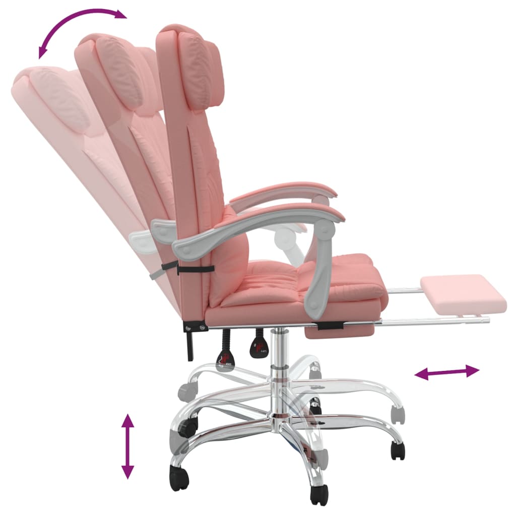 HKH Cadeira de Escritório Reclinável em Couro Artificial - Rosa