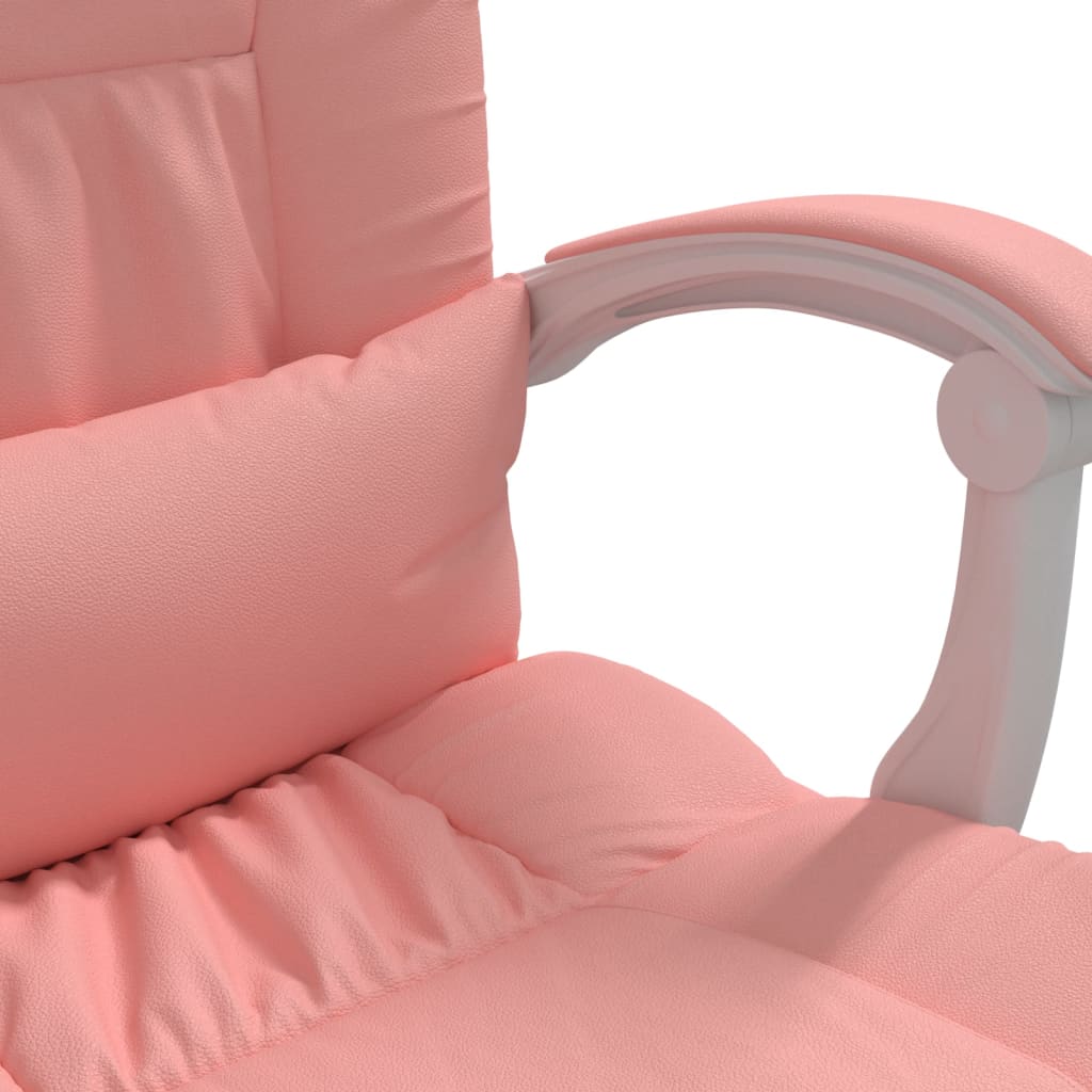 HKH Cadeira de Escritório Reclinável em Couro Artificial - Rosa