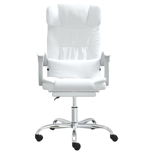 Silla de oficina reclinable HKH de cuero sintético - Blanca
