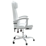 Silla de oficina reclinable HKH de cuero sintético - Blanca