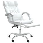 Silla de oficina reclinable HKH de cuero sintético - Blanca