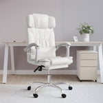 Silla de oficina reclinable HKH de cuero sintético - Blanca