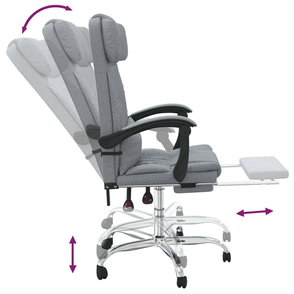 Silla de masaje de oficina reclinable en tela HKH - Gris claro
