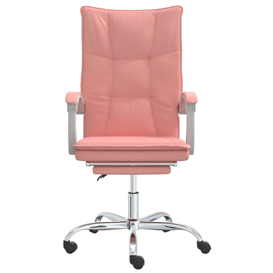 HKH Cadeira de Escritório Reclinável em Couro Artificial - Rosa