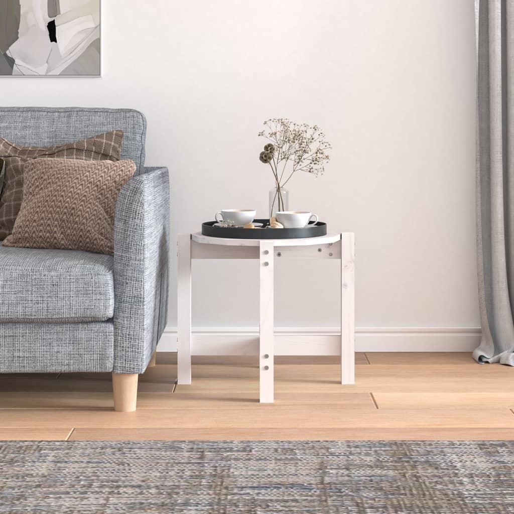 Mesa de centro HKH de madera de pino maciza - Blanco