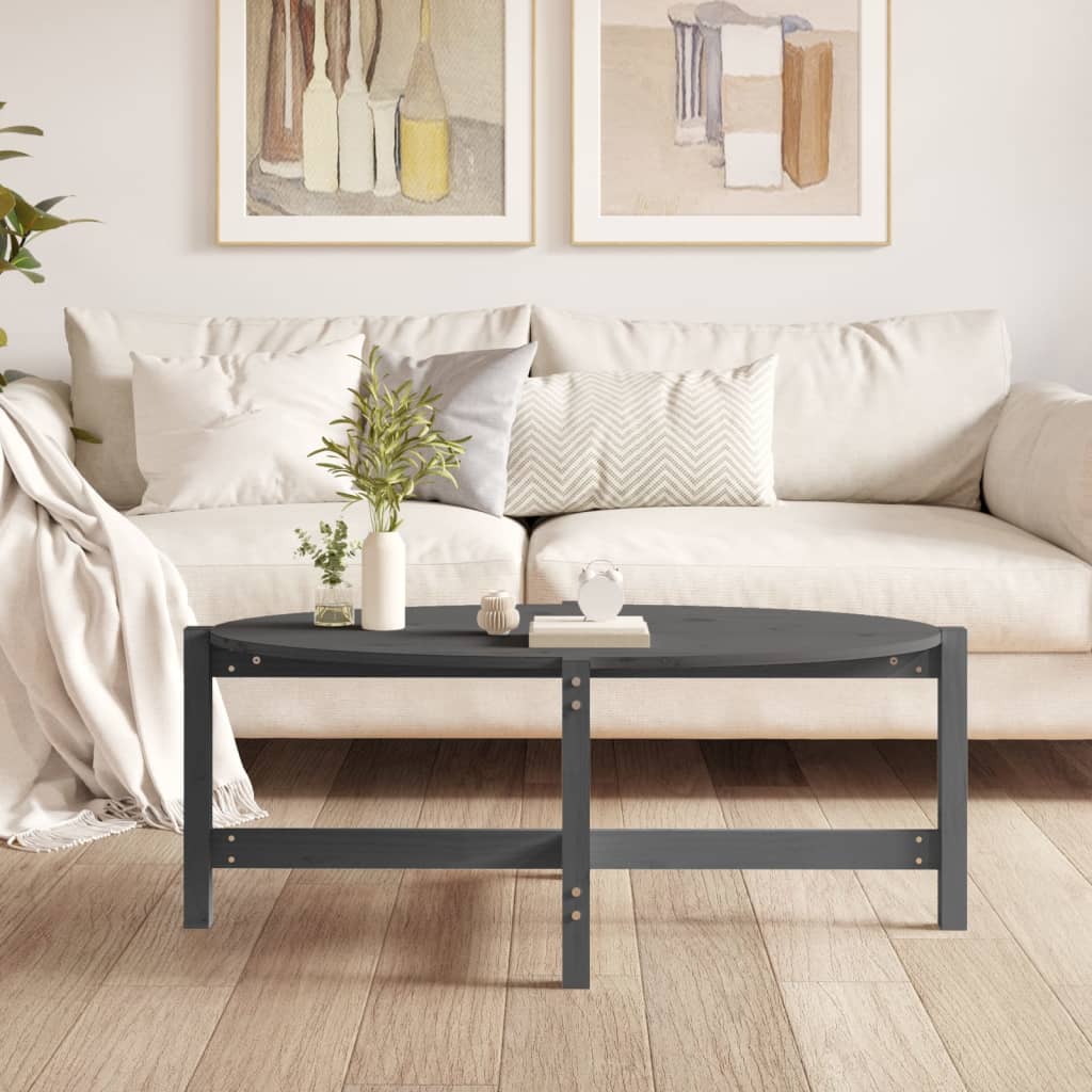 Mesa de centro HKH de madera de pino maciza gris