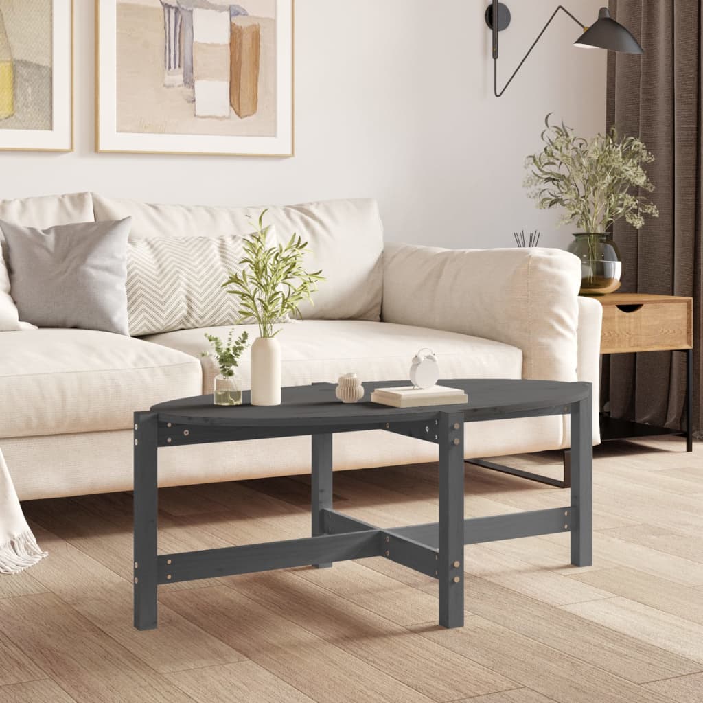 Mesa de centro HKH de madera de pino maciza gris