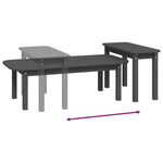 HKH Conjunto de 2 Conjunto de Mesas de Centro Pinho Maciço - Cinzento
