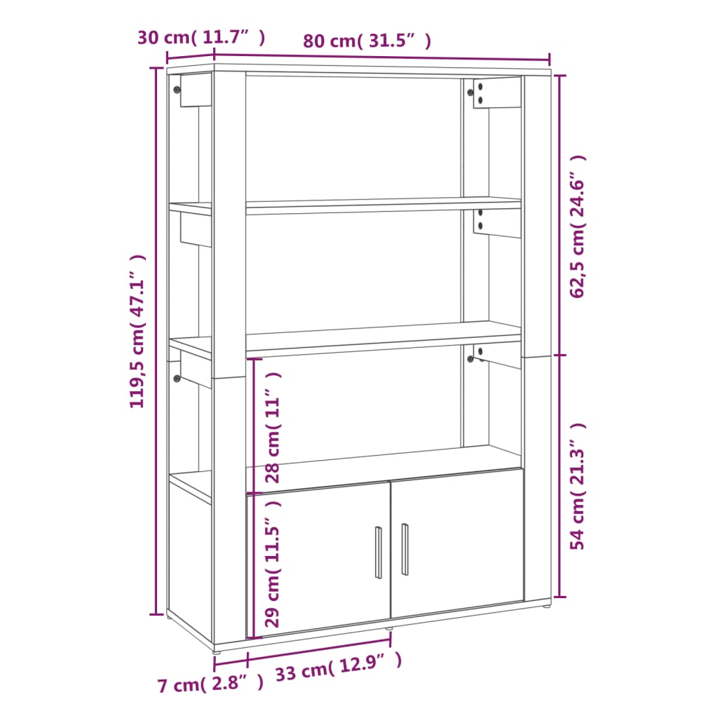 HKH Aparador Alto en derivados de Madera 80 X 30 X 119,5 Cm - Roble Sonoma