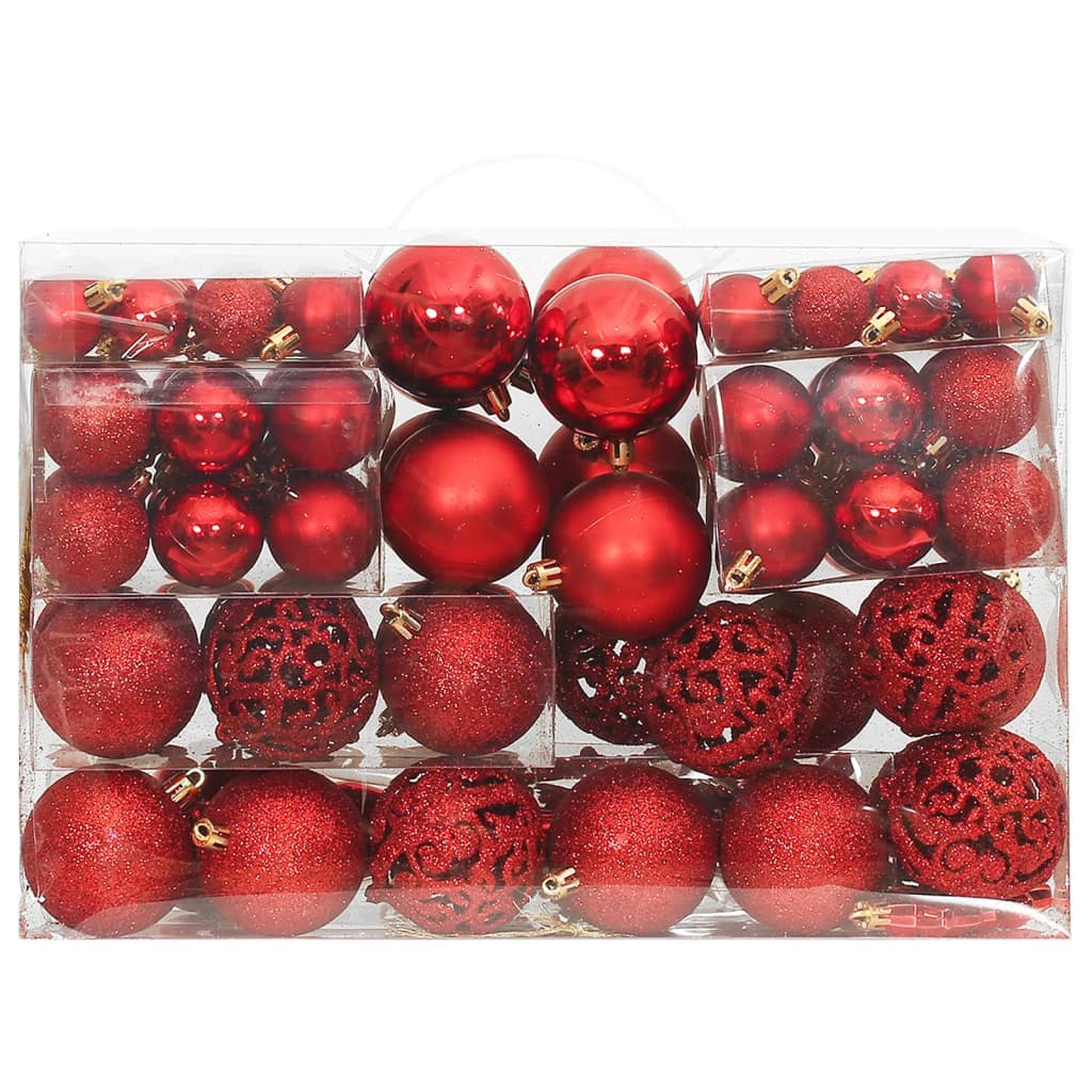 HKH Conjunto de 111 Enfeites de Natal em Poliestireno - Vermelho
