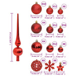 HKH Conjunto de 111 Enfeites de Natal em Poliestireno - Vermelho