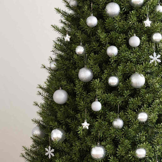 HKH Conjunto de 111 Enfeites de Natal em Poliestireno - Prateado