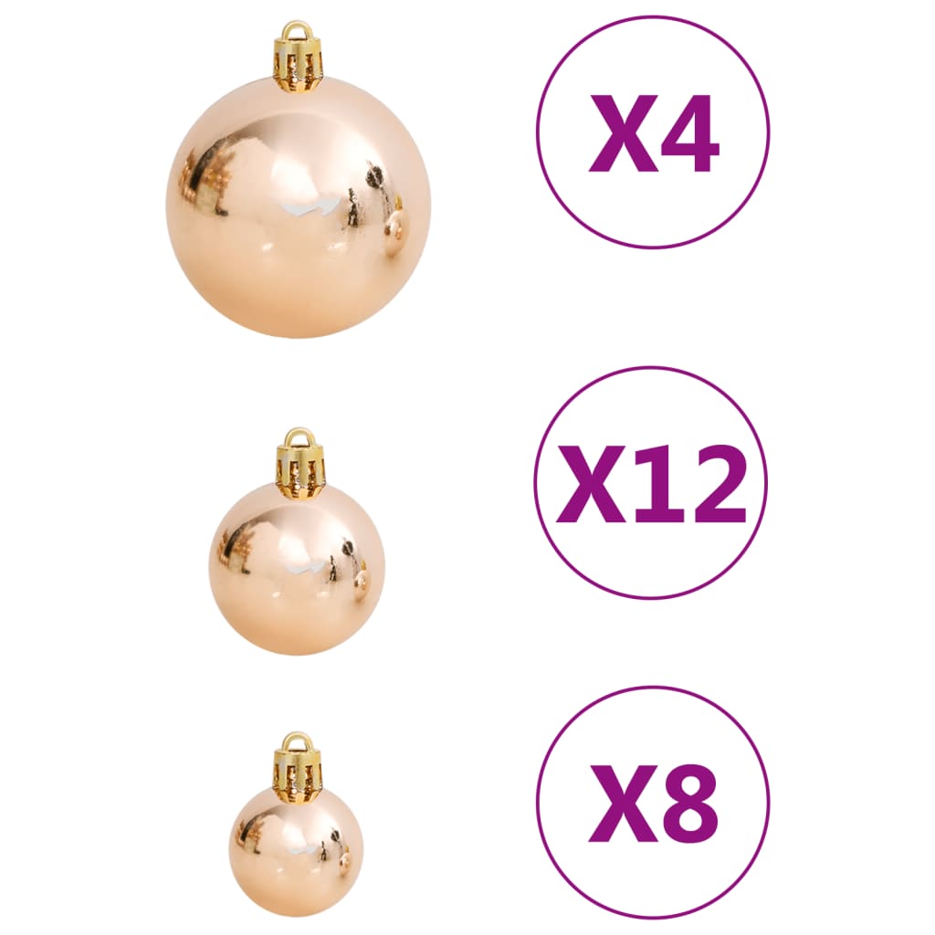 HKH Conjunto de 111 Enfeites de Natal em Poliestireno - Rosa/Dourado