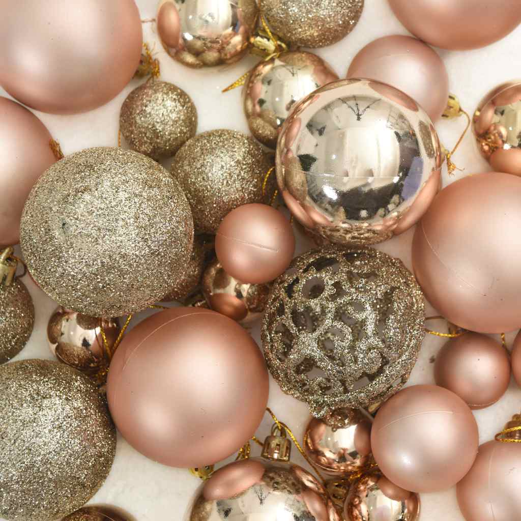 HKH Conjunto de 111 Enfeites de Natal em Poliestireno - Rosa/Dourado