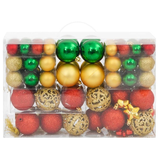 HKH Conjunto de 111 Enfeites Natal em Poliestireno - Vermelho/Dourado/Verde