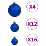 HKH Conjunto de 111 Enfeites de Natal em Poliestireno - Azul