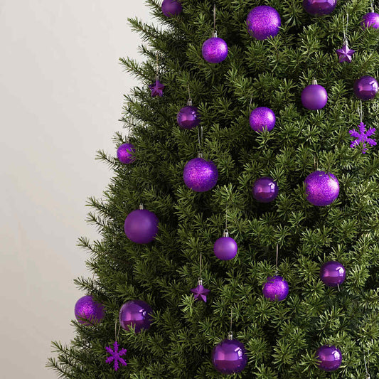 HKH Conjunto de 111 Enfeites de Natal em Poliestireno - Roxo