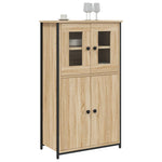 HKH Aparador Alto de Madera Procesada, Metal, Vidrio 62 X 32 X 106,5 Cm - Roble Sonoma