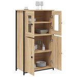 HKH Aparador Alto de Madera Procesada, Metal, Vidrio 62 X 32 X 106,5 Cm - Roble Sonoma