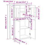 HKH Aparador Alto de Madera Procesada, Metal, Vidrio 62 X 32 X 106,5 Cm - Roble Sonoma