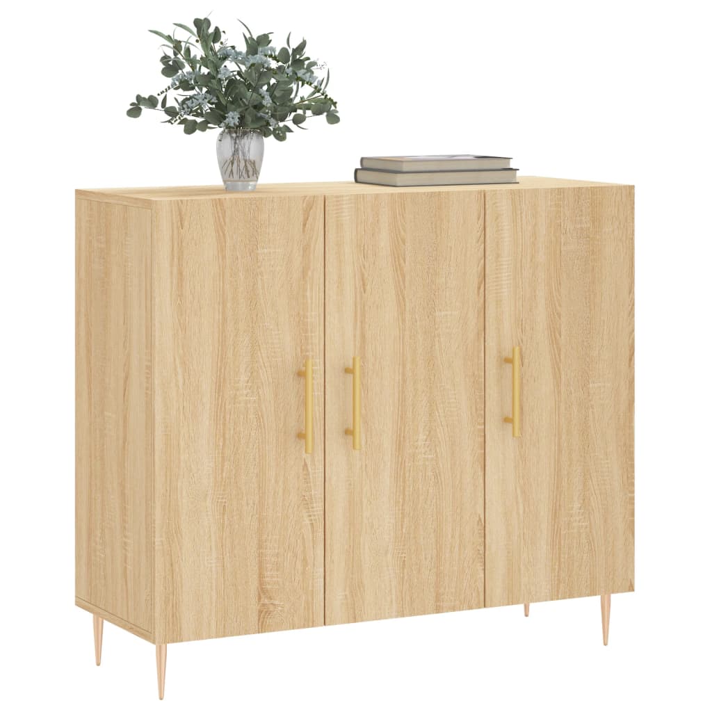 Aparador Moderno HKH en derivados de Madera, Metal 90 x 34 x 80 cm - Roble Sonoma