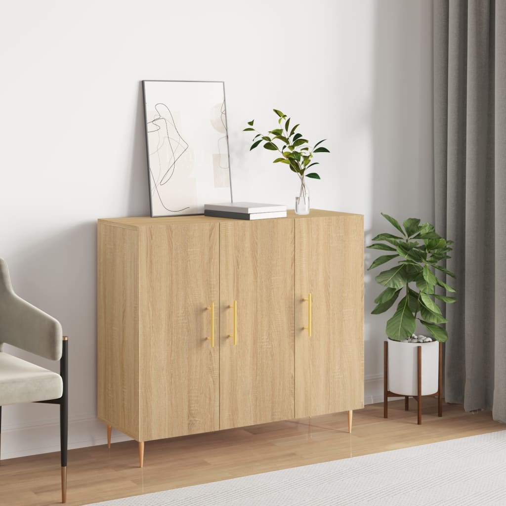 Aparador Moderno HKH en derivados de Madera, Metal 90 x 34 x 80 cm - Roble Sonoma